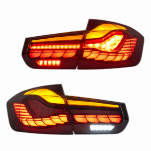 LED-Rückleuchten in OLED-Optik für BMW 3er F30 und M3 F80 auf weißem Hintergrund